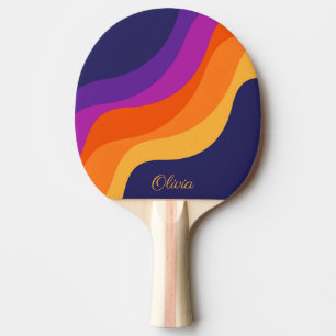 Lila orange und gelbe Retrodiagonale Tischtennis Schläger