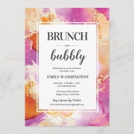 Lila, orange und goldfarbener Brunch & Bubbly Einl Einladung
