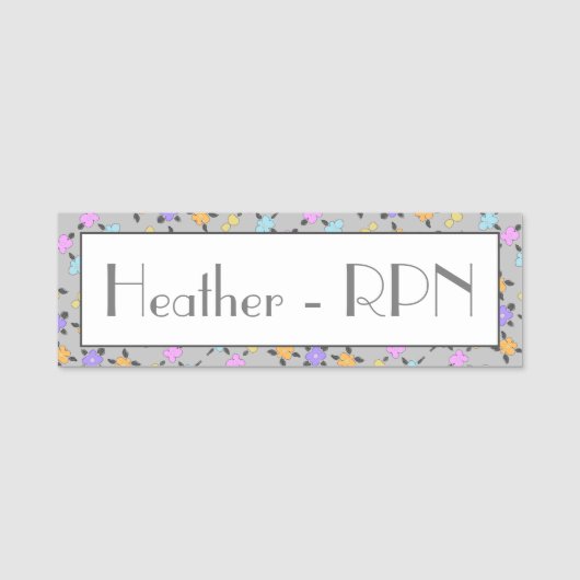 Lila Orange und Grau Personalisiert Namensschild (Vorderseite)