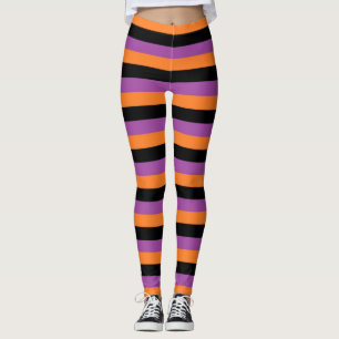 Lila, orange und schwarze Streifen Leggings