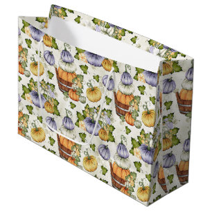 LILA ORANGE WHITE FALL PUMPKINS GROßE GESCHENKTÜTE