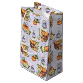 LILA ORANGE WHITE FALL PUMPKINS KLEINE GESCHENKTÜTE (Rückseite Schrägansicht)