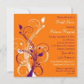 Lila Orange White Floral Brautparty Einladung (Rückseite)