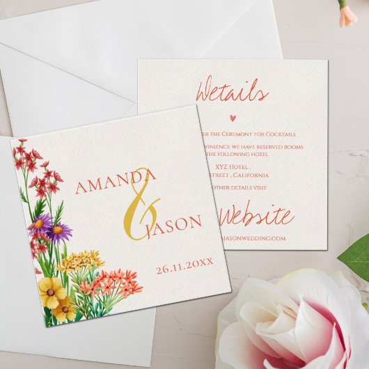 Lila Orange Wildblume Blumenzwiebeldetails Begleitkarte