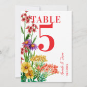Lila Orange Wildblumen Hochzeit Tischnummer (Rückseite)