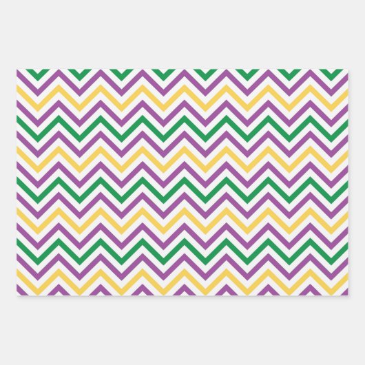 LILA ORANGE YELLOW MARDI GRAS THEMA GESCHENKPAPIER SET (Vorderseite 3)