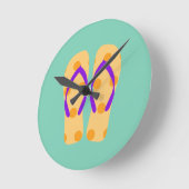 Lila Orange Yellow Summer Beach Thema Flip Flops Runde Wanduhr (Winkel)