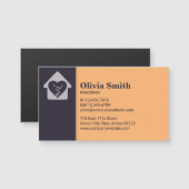Lila Orange Zuhause Care Business Card Magnet (Vorne/Hinten)