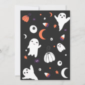 Lila orangefarbene Halloween-Babydusche Einladung (Rückseite)