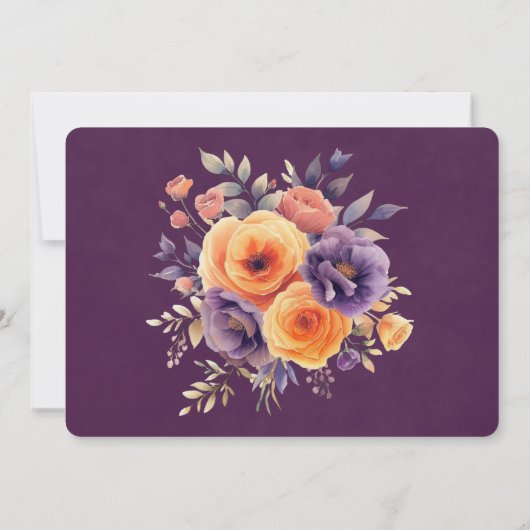 Lila Orangefarbene Hochzeitskarten Einladung (Rückseite)