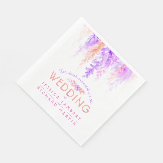 Lila orangefarbene Hochzeitsnapkins Serviette (Ecke)