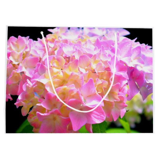 Lila-orangefarbene Hydrangeas Große Geschenktüte (Rückseite)