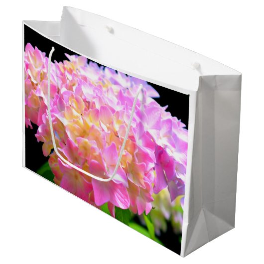 Lila-orangefarbene Hydrangeas Große Geschenktüte (Vorderseite Schrägansicht)