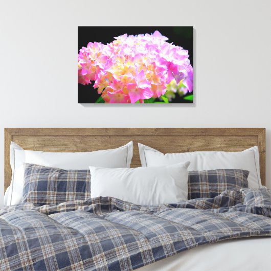 Lila-orangefarbene Hydrangeas Leinwanddruck (Insitu (Schlafzimmer))