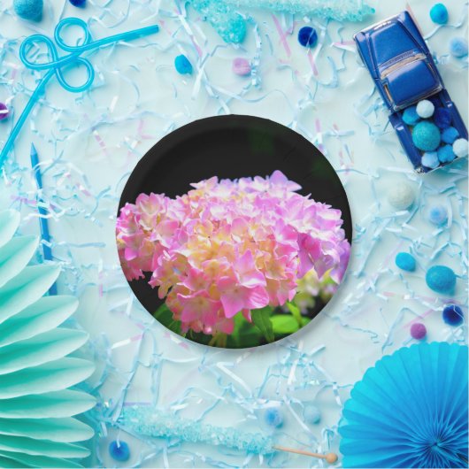 Lila-orangefarbene Hydrangeas Pappteller (Party)