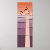 Lila Orangefarbene Seevögel bei Sonnenuntergang Ku Poster (Vorne)