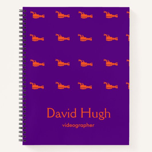 Lila orangefarbene Silhouette der Videokamera Notizblock (Vorderseite)