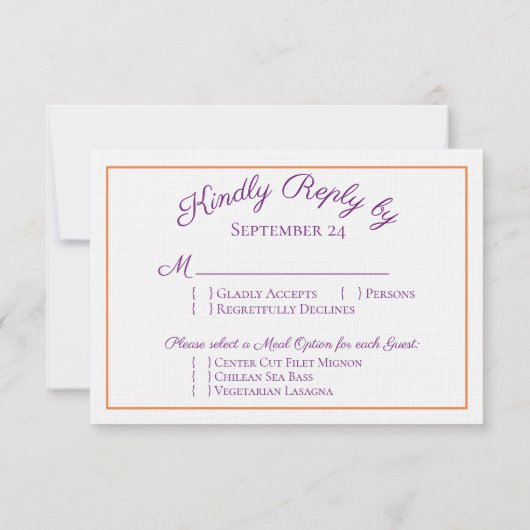 Lila Orangefarbene UAWG RSVP Karte (Rückseite)