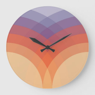 Lila, orangefarbene und blaue pastellfarbene Bögen Große Wanduhr