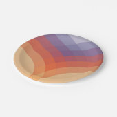 Lila, orangefarbene und blaue pastellfarbene Bögen Pappteller (Schrägansicht)