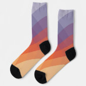 Lila, orangefarbene und blaue pastellfarbene Bögen Socken (Linkes Detail)