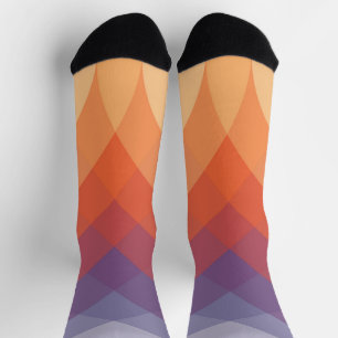 Lila, orangefarbene und blaue pastellfarbene Bögen Socken