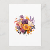 Lila, orangefarbene und gelbe Blumengastdetails Begleitkarte (Rückseite)