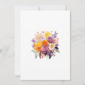 Lila, orangefarbene und gelbe Blumenhochzeit Save The Date (Rückseite)