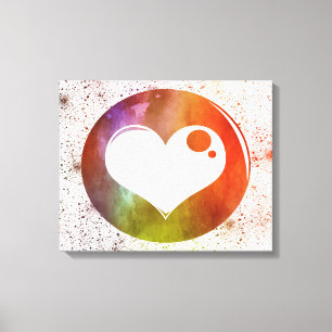 Lila, orangefarbene und grüne Abstrakte Aquarellbi Leinwanddruck