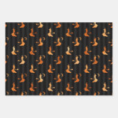 Lila, orangefarbene und grüne Foilhexen und Streif Geschenkpapier Set (Vorderseite 3)