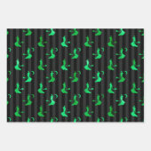 Lila, orangefarbene und grüne Foilhexen und Streif Geschenkpapier Set (Vorderseite 2)