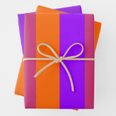 Lila, orangefarbene und rosa Streifen Geschenkpapier Set (Beispiel)