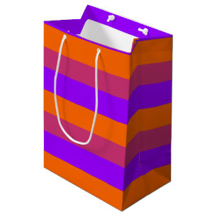 Lila, orangefarbene und rosa Streifen Mittlere Geschenktüte