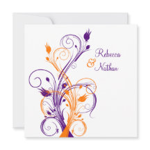 Lila Orangefarbene weiße Blütenfläche. Einladung z