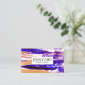 Lila orangefarbener Farbstreifen Visitenkarte (Stehend Vorderseite)