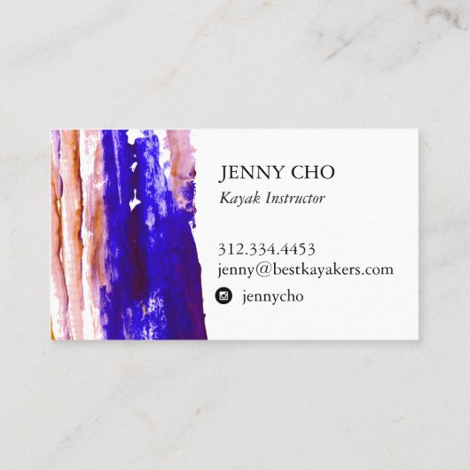 Lila orangefarbener Farbstreifen Visitenkarte (Rückseite)