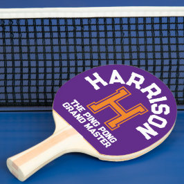 Lila orangefarbener Name und Slogan Tischtennis Schläger