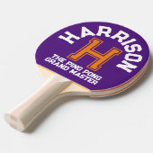 Lila orangefarbener Name und Slogan Tischtennis Schläger (Vorderseite)