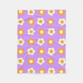 Lila Orangefarbener tropischer Blütensommer Fleecedecke (Vorderseite)