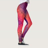 Lila, orangefarbenes, abstraktes Design Leggings (Rechts)