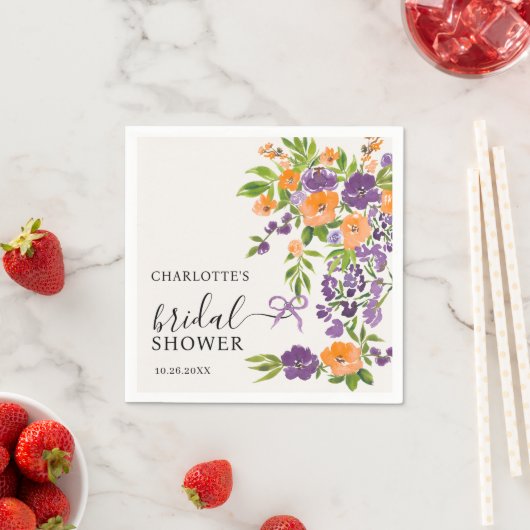 Lila Orangefarbenes Brautparty Serviette (Beispiel)