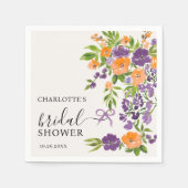 Lila Orangefarbenes Brautparty Serviette (Vorderseite)