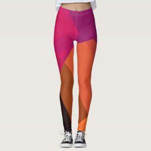 Lila orangefarbenes modernes geometrisches Muster Leggings