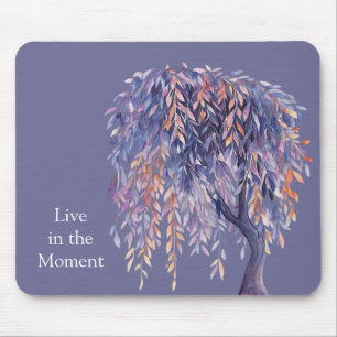 Lila Orangen Blätter Baum Mousepad