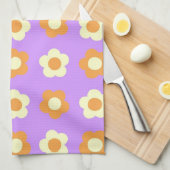 Lila Orangen Tropenblumenfrühling Geschirrtuch (Viertel Falte)