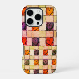 Lila Orangenherzen Gingham iPhone Gehäuse 16 Pro Hülle