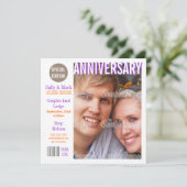 Lila Orangenjubiläum PERSONALISIEREN Einladung (Stehend Vorderseite)