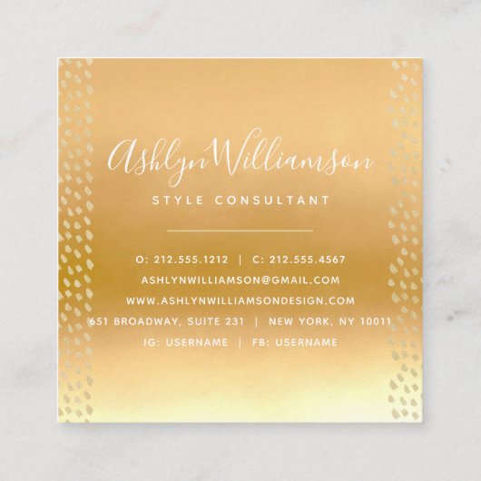 Lila Orangenmonogramm Quadratische Visitenkarte (Rückseite)