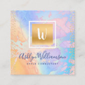 Lila Orangenmonogramm Quadratische Visitenkarte (Vorderseite)