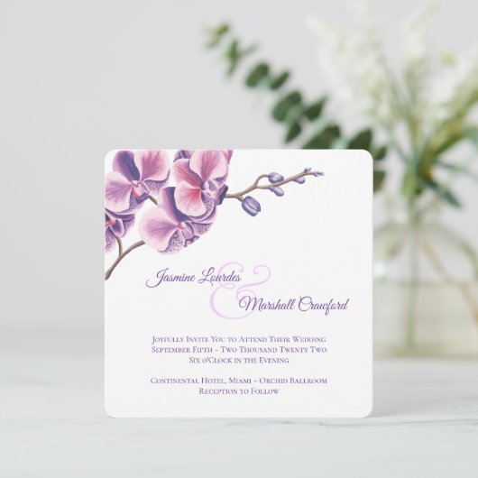 Lila Orchid 2 Einladung (Stehend Vorderseite)